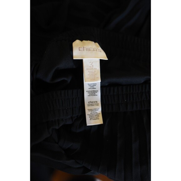 Chico's Womens XL 3 Pleats Wide-Leg Palazzo Pants Regular Black Formal Evening - Picture 4 of 5